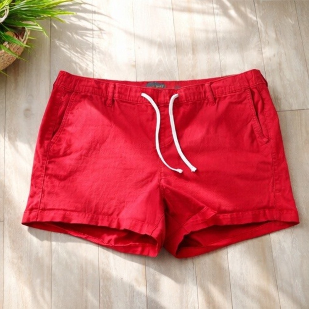 Torrid 3 Red Cotton Stretch Drawstring Twill Denim Bermuda Pull On Shorts 3X